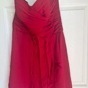 David's Bridal Red Ruched Strapless Dress